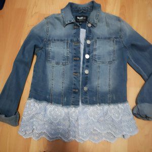 Denim and lace jean jacket William Rast lace up back size small